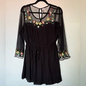 True destiny Floral Embroidered Black Dress size Large